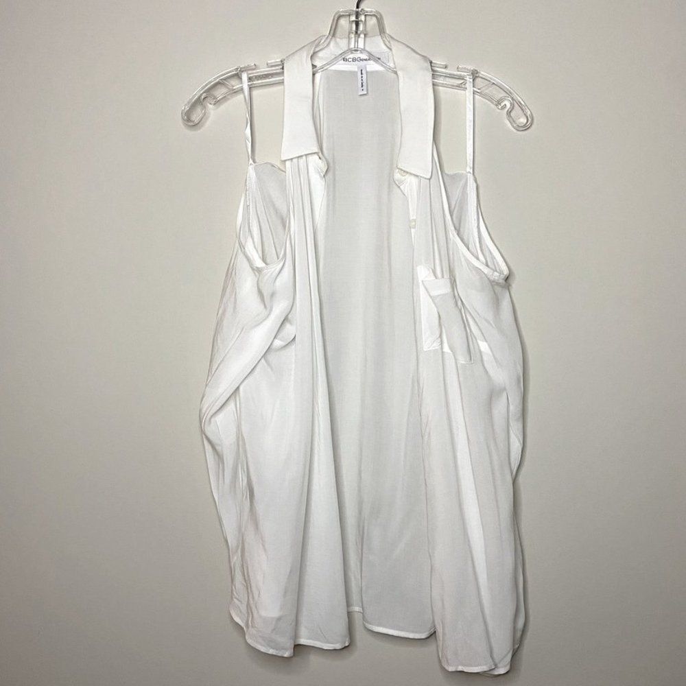 BCBGeneration | Cold Shoulder Long Sleeve Button Down Shirt | White NWOT